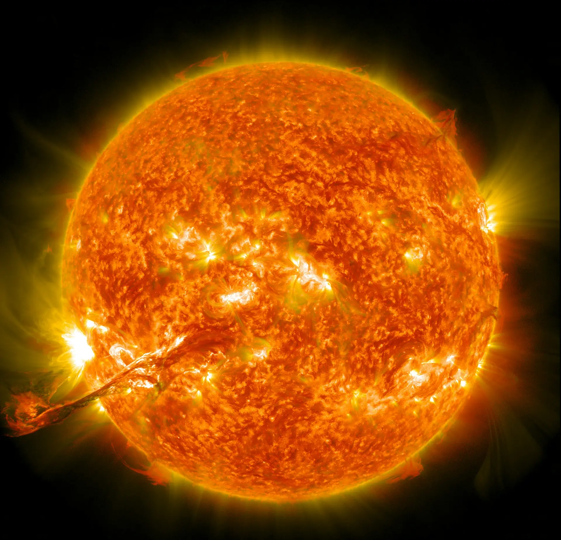 The sun with a corona mass ejection